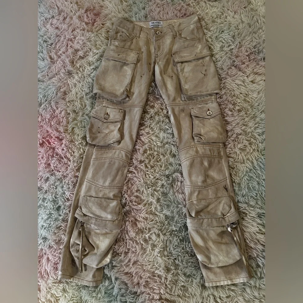 New The Attico Essie Mid-Rise Cargo Jeans Size 24
